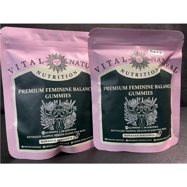2 Bags of Vital Natural Nutrition Premium Feminine Balance Gummies - 60 Gummies Per Bag - New