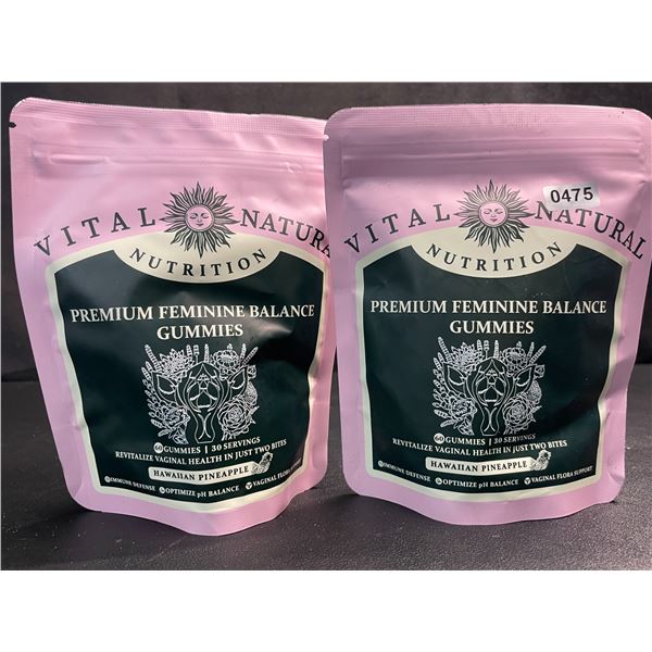 2 Bags of Vital Natural Nutrition Premium Feminine Balance Gummies - 60 Gummies Per Bag - New