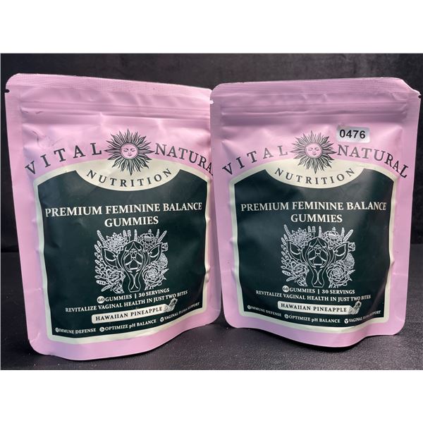 2 Bags of Vital Natural Nutrition Premium Feminine Balance Gummies - 60 Gummies Per Bag - New
