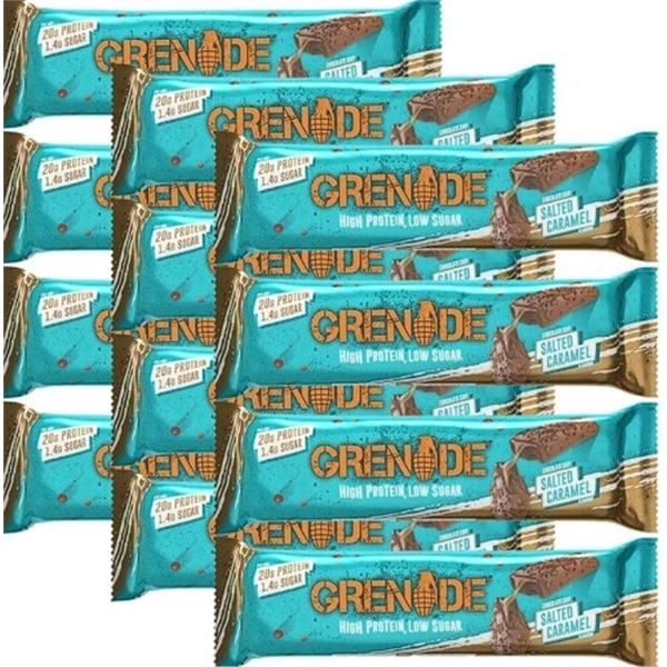 12 Grenade Protein Bars (12 x 60g Bars) Chocolate Chip Salted Caramel - New (BB: 2026/JN/30)