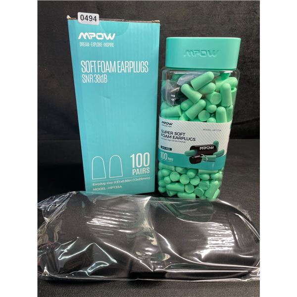 MPOW 100 Pairs Soft Foam Earplugs - SNR 38dB (Model: HP133A) Great for Travel/Work/Sleep - New