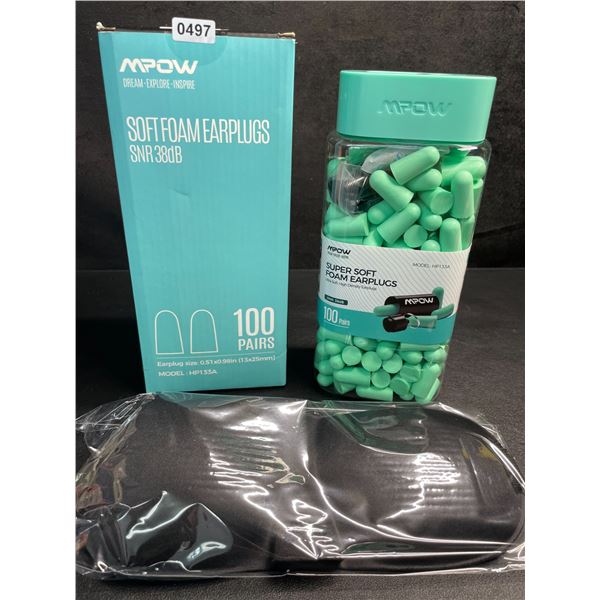 MPOW 100 Pairs Soft Foam Earplugs - SNR 38dB (Model: HP133A) Great for Travel/Work/Sleep - New