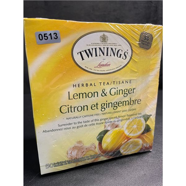Twinnings Lemon & Ginger Herbal Tea (50 Tea Bags) - New (BB: MAR 28/2026)
