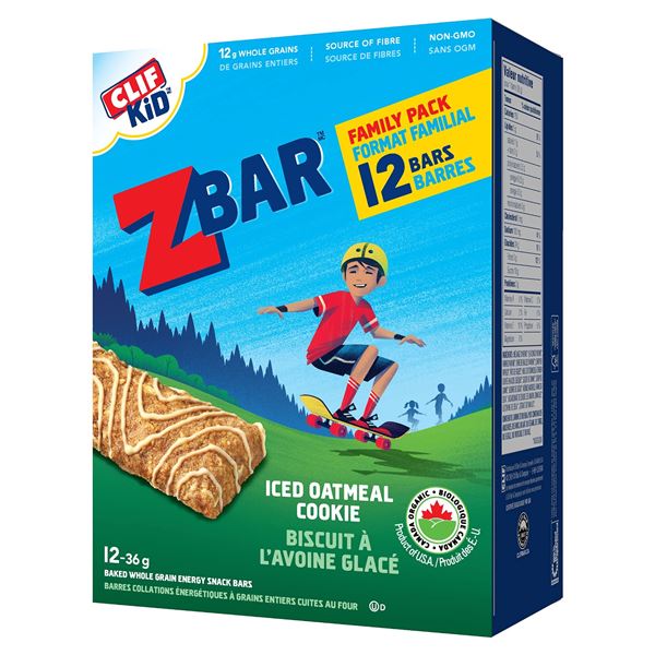 CLIF KID ZBARS Iced Oatmeal Cookie Organic Energy Bars - 12 x 36g Bars - New