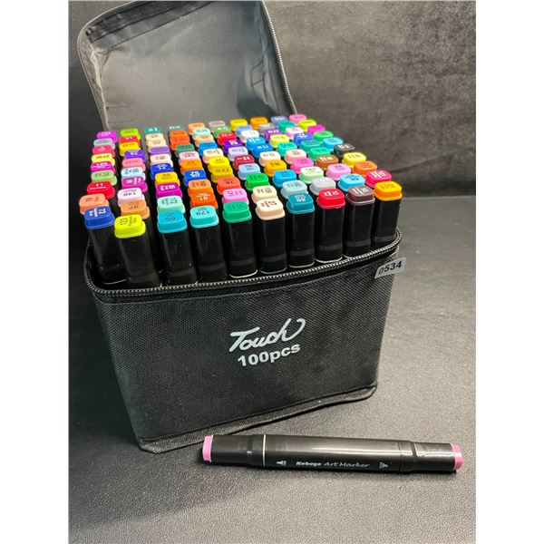 100-Color Dual-Tip Alcohol-Based Artist Marker Set - For Drawing/Coloring/Sketching - New!