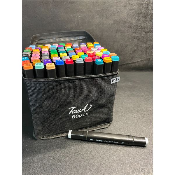 80-Color Dual-Tip Alcohol-Based Artist Marker Set - For Drawing/Coloring/Sketching - New!