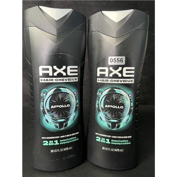 2 AXE Hair 2-in-1 Shampoo & Conditioners (473ml) Apollo Scent - New