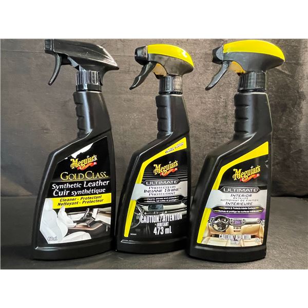 3 Meguiars Detailing Products - Interior Detailer, Gloss Protectant & Synthetic Leather Cleaner; New