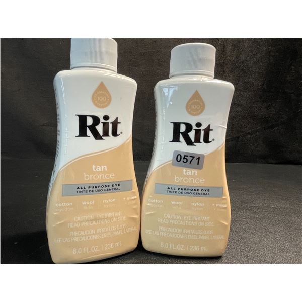2 Rit All-Purpose Fabric Dyes - Tan - 236ml Each - New