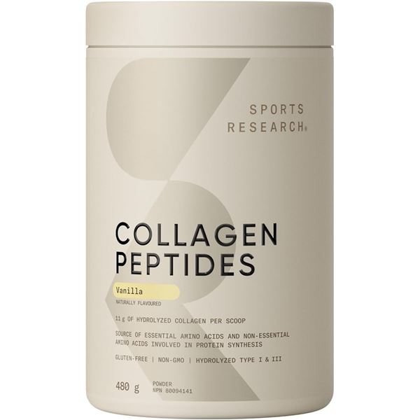 Sports Research Collagen Peptides Powder - Vanilla - (480g) - New (BB: 09/2027)