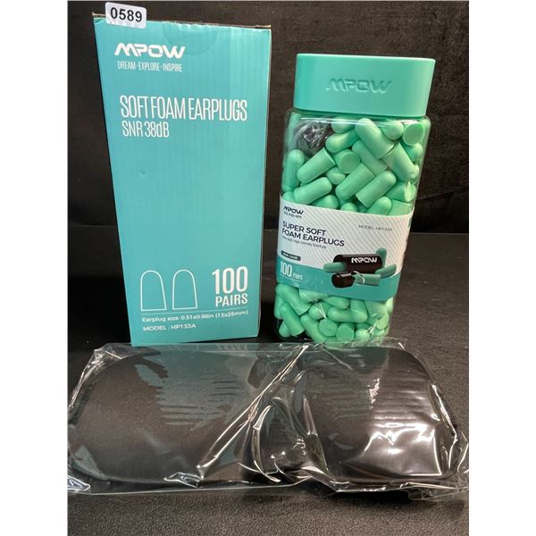 MPOW 100 Pairs Soft Foam Earplugs - SNR 38dB (Model: HP133A) Great for Travel/Work/Sleep - New