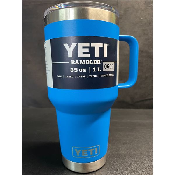 1 YETI Rambler 35oz Vacuum Insulated Mug with Handle (Big Wave Blue) - New (No Straw*)