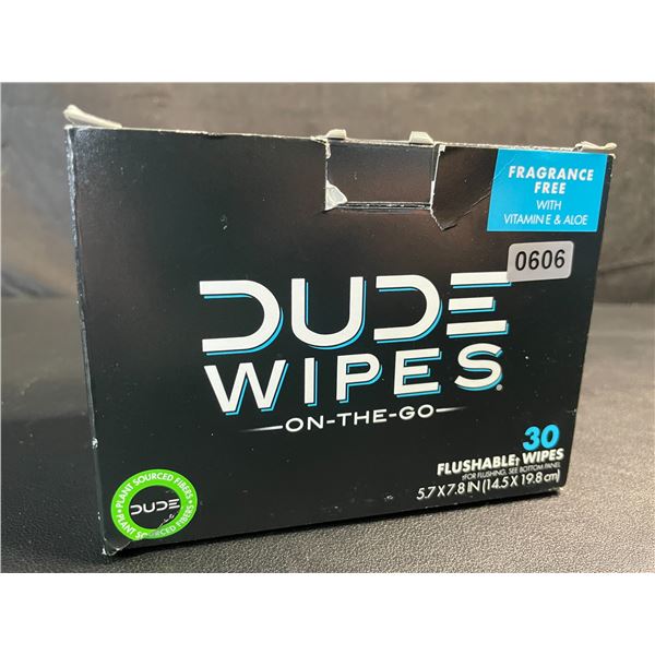 1 Box of Dude Wipes On-The-Go Individually Wrapped Flushable Wipes (30 Pack) - New