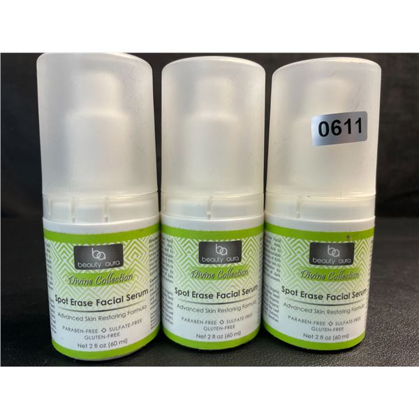 3 Beauty Aura Divine Collection Spot Erase Facial Serums (60ml) Skin Restoring Formula - New