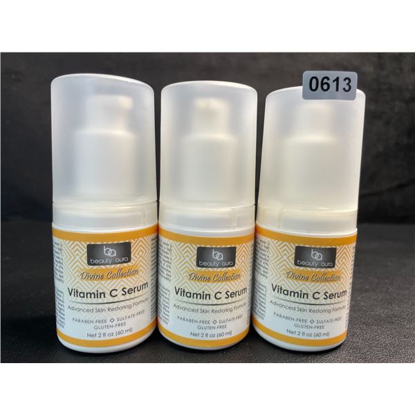 3 Beauty Aura Divine Collection Vitamin C Serums (60ml) Skin Restoring Formula - New