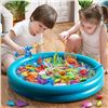 Image 7 : 1 Pool Fishing Game/Toy Set for Kids - Inflatable Pool with Rod and Plastic Floating Fishes - New!
