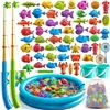 Image 1 : 1 Pool Fishing Game/Toy Set for Kids - Inflatable Pool with Rod and Plastic Floating Fishes - New!