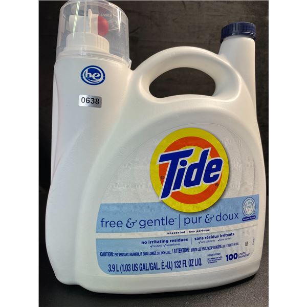Tide Free & Gentle Liquid Laundry Detergent - Large 3.9L Jug (100 Loads) - New