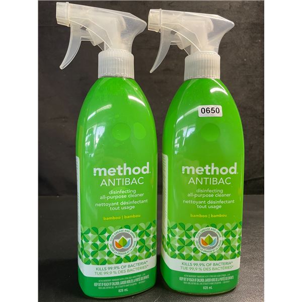 2 Method AntiBacterial Disinfecting All-Purpose Cleaners - Bamboo Scent - 828ml - New