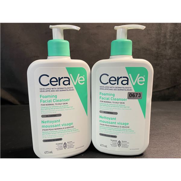2 CeraVe Foaming Facial Cleansers (473ml) for Normal to Oily Skin - New