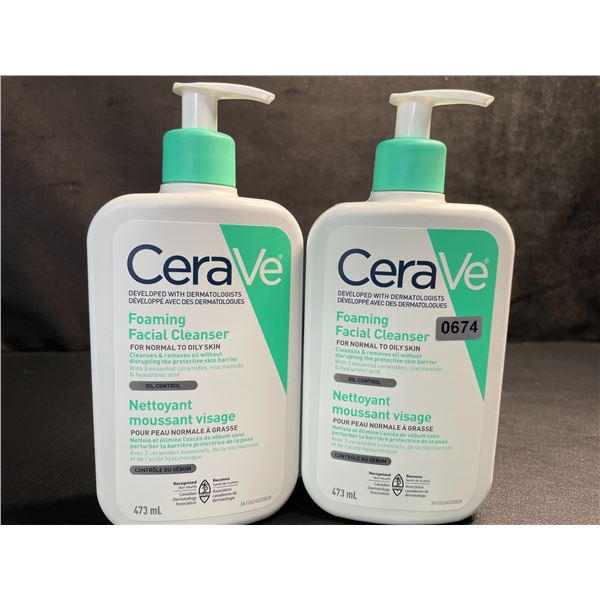 2 CeraVe Foaming Facial Cleansers (473ml) for Normal to Oily Skin - New