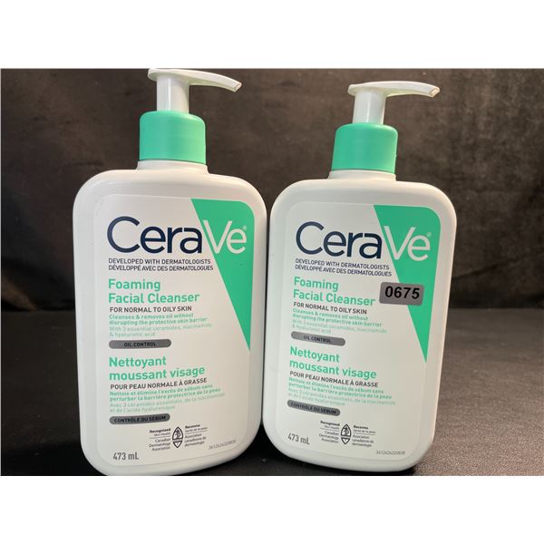 2 CeraVe Foaming Facial Cleansers (473ml) for Normal to Oily Skin - New