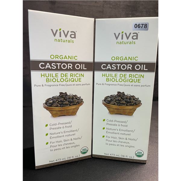 2 Boxes of Viva Naturals Organic Castor Oil (473ml) Pure & Fragrance Free - New