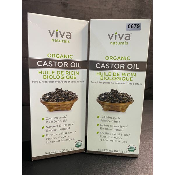 2 Boxes of Viva Naturals Organic Castor Oil (473ml) Pure & Fragrance Free - New