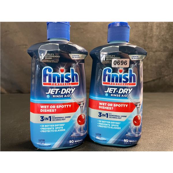 2 Finish Powerball Jet-Dry Dishwasher Rinse/Drying Aids (250ml Each) - New