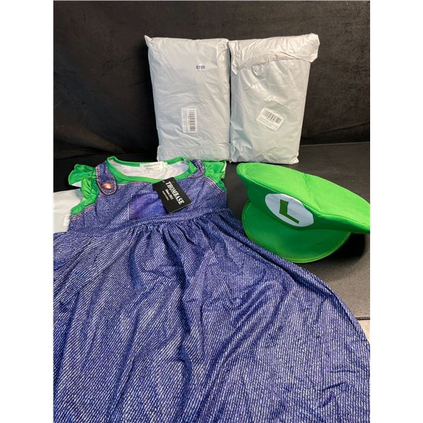 3 Girls Luigi Costumes - Dress & Hat Included in Each - Brand New
