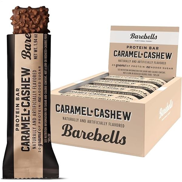 Barebells Protein Bars - Caramel Cashew Flavour (12 x 55g Bars) - New (BB: 06/JA/2026)