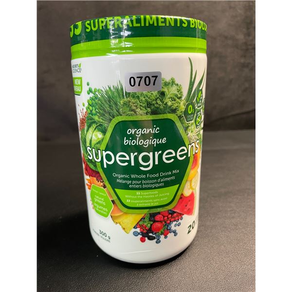 1 Tub of Organic SuperGreens Organic Whole Food Drink Mix (300g) - New (Exp: FEB 2027)
