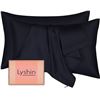 Image 1 : 2 Packs of Lyshin Mulberry Silk Pillowcases (2 Per Pack) Navy Blue (20" x 26") - Brand New