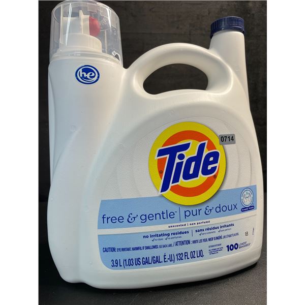 Tide Free & Gentle Liquid Laundry Detergent - Large 3.9L Jug (100 Loads) - New