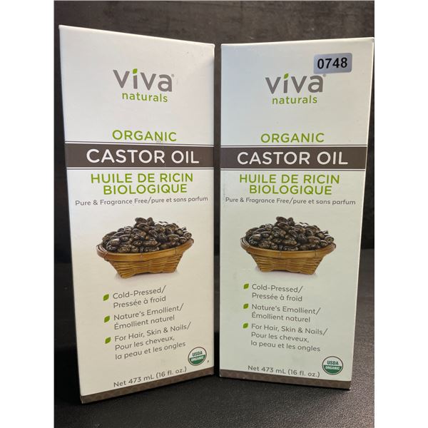 2 Boxes of Viva Naturals Organic Castor Oil (473ml) Pure & Fragrance Free - New