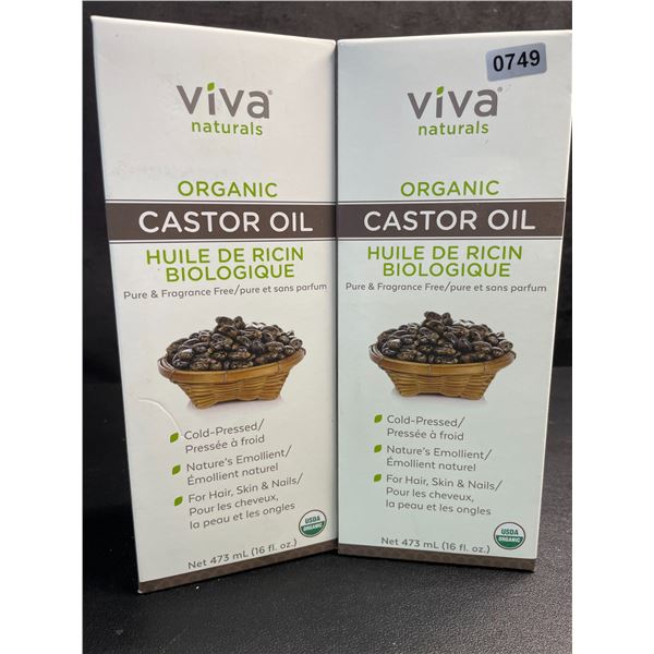 2 Boxes of Viva Naturals Organic Castor Oil (473ml) Pure & Fragrance Free - New