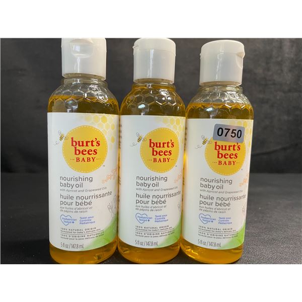 3 Burt's Bees Baby Nourishing Baby Oils (147.8ml Each) - New