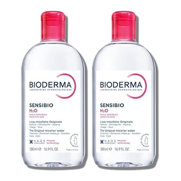 Bioderma 2-Pack Sensibo H20 Micellar Water/Makeup Remover Cleaner for Sensitive Skin (500ml) New