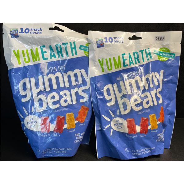2 Bags of YumEarth Organic Gluten-Free Gummy Bears - 10 Snack Packs Each - New
