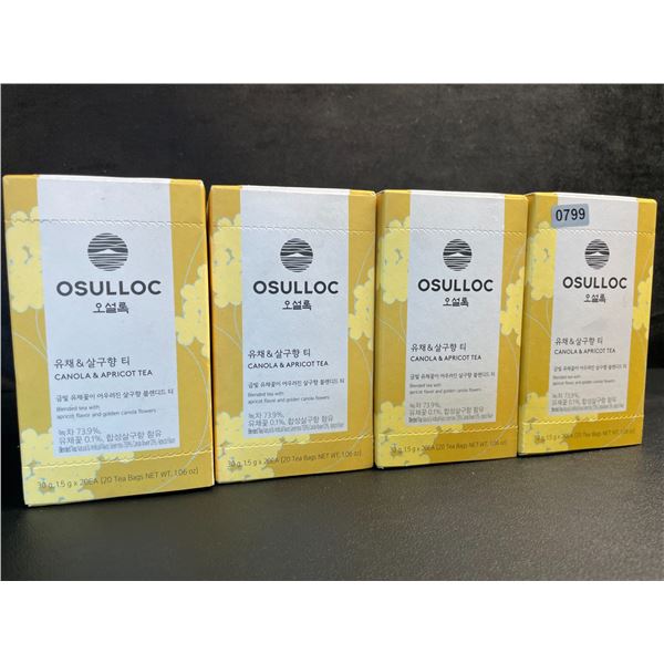 4 Boxes of OSULLOC Canola & Apricot Tea (30g) 20 Tea Bags Each - New