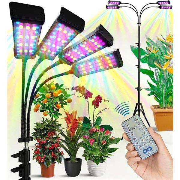 1 EverlastingComfort 4-Head LED Grow Light w/ 63" Tall Tripod Stand for Indoor Plants - New!