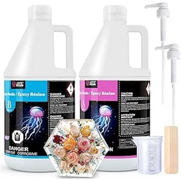 Let's Resin 3.78 Epoxy Resin Kit - Crystal Clear Epoxy Resin; 1:1 Ratio - Heat & UV-Resistant - NEW