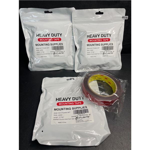 3 Rolls of Heavy Duty Mounting Tape (Double-Sided 3M Tape) 16FT Per Roll - New