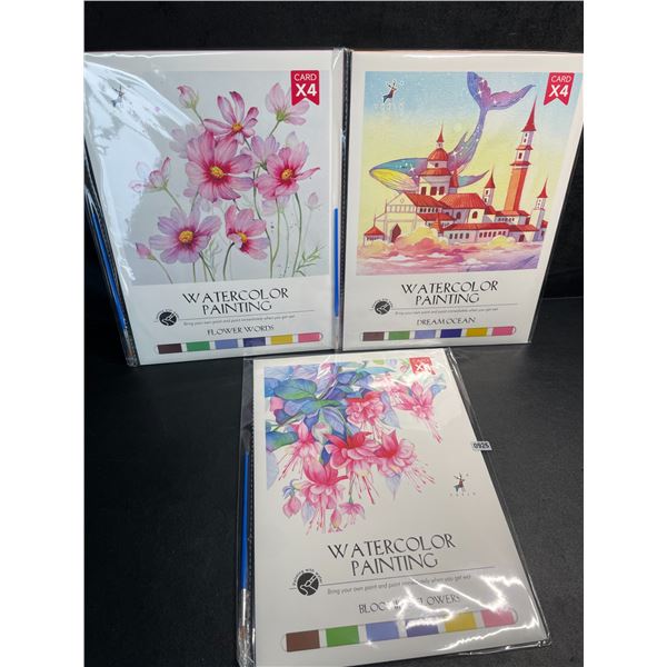 1 DIY Watercolour Painting Set - Blooming Flowers/Flower Words/Dream Ocean Set - New