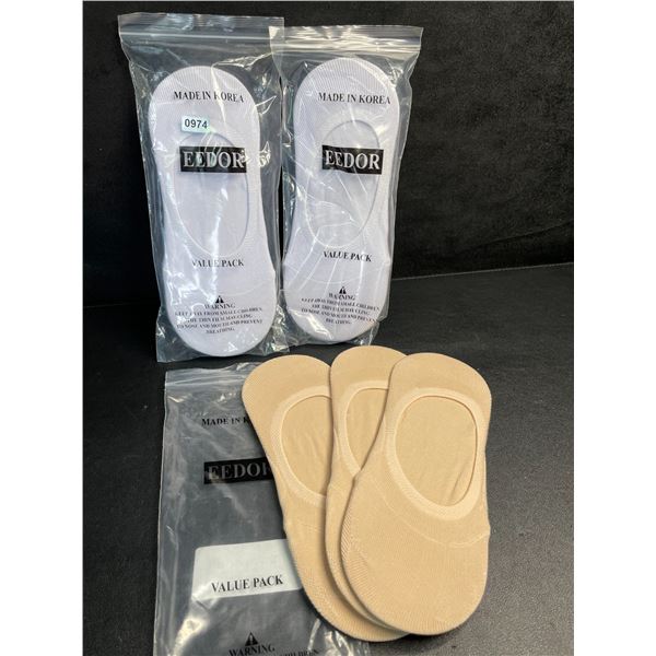 9-Pairs of Women's No-Show Socks/Low Cut Ankle Socks (3 x 3-Packs) - New