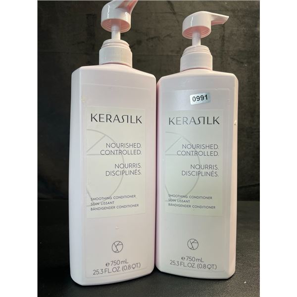 Lot of 2 Kerasilk Nourished Controlled Smoothing Hair Conditioners (750ml) - New