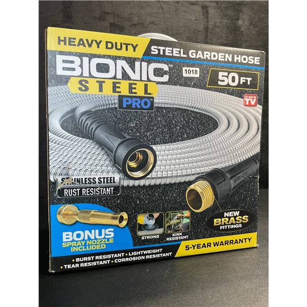 50FT Bionic Steel Pro Heavy-Duty Steel Garden Hose with Spray Nozzle - Brand New!