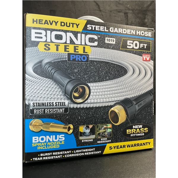 50FT Bionic Steel Pro Heavy-Duty Steel Garden Hose with Spray Nozzle - Brand New!