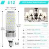 Image 4 : 8-Pack of E12 LED Corn Bulbs; 16W 1500LM Bulbs - Daylight White 6000K - E12 Base - New