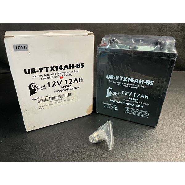 1 Upstart Factory Activated Sealed Lead-Acid 12V 12Ah Battery; Motorcycle/ATV/Powersport Battery NEW